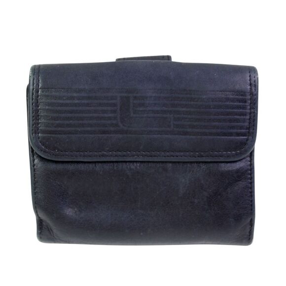 Lancel PARIS BLACK GENUINE LEATHER ID CARD COIN SMALL HOLDER BIFOLD WALLET PURSE - Picture 1 of 11